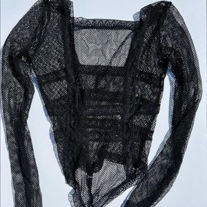 Victoria’s Secret black lace, thong, long sleeve bodysuit, perfect condition